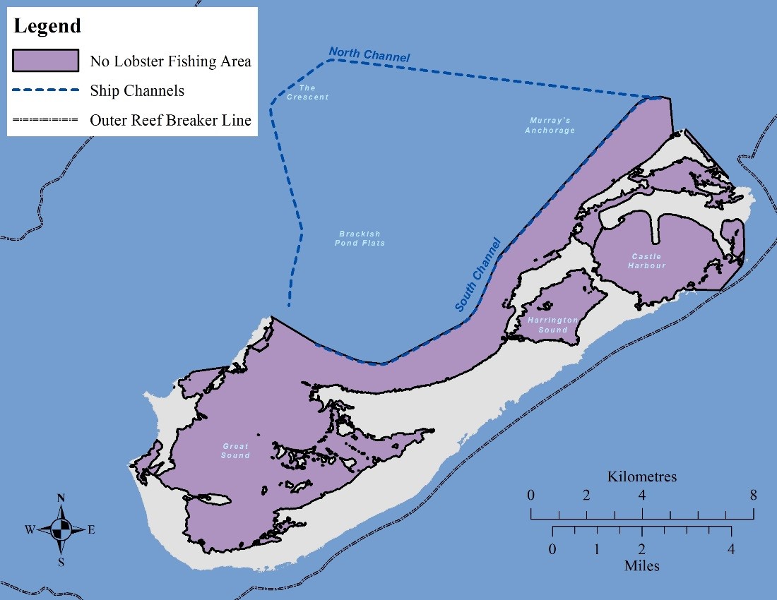 Map showing where you can dive for lobsters