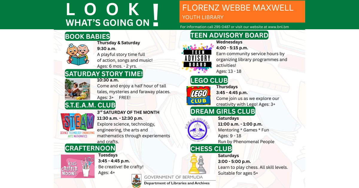 Weekly Programmes at the Florenz Webbe Maxwell Youth Library