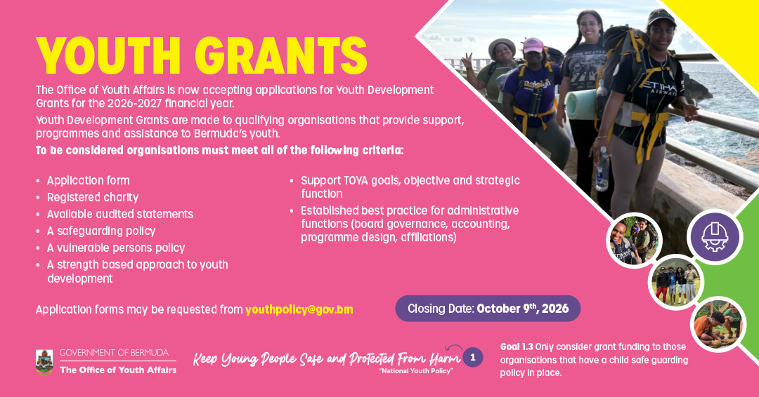 Office of Youth Affairs Announces Funding Opportunities to Support Bermuda’s Youth