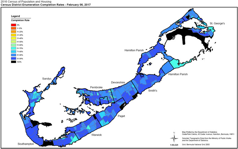 Map of 2016 Census of Population and Housing completion rates