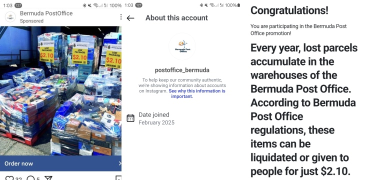 Bermuda Post Office Fake Social Media Posts
