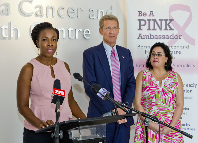 Mrs Burt at media event for Breast Cancer Awareness Month