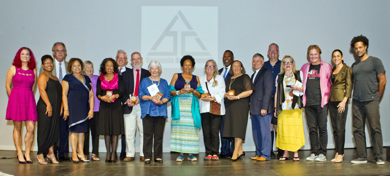 Award recipients, members of the Bermuda Arts Council and the Hon. Zane DeSilva, JP, MP