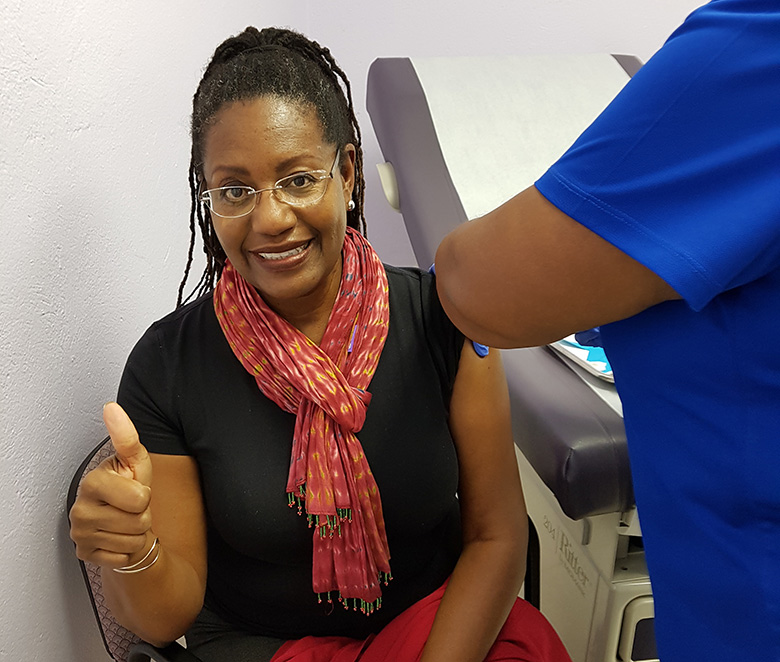 Chief Medical Officer getting flu vaccine