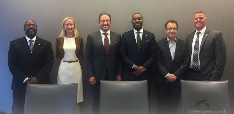 Bermuda Premier with his guests at the luncheon