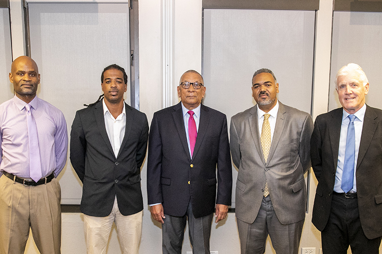L-R - Abayomi Carmichael, Nasir Wade, Minister Burch, Kirk Outerbridge, Steven Conway