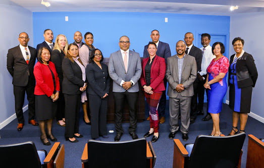 Minister Rabain with group school redesign