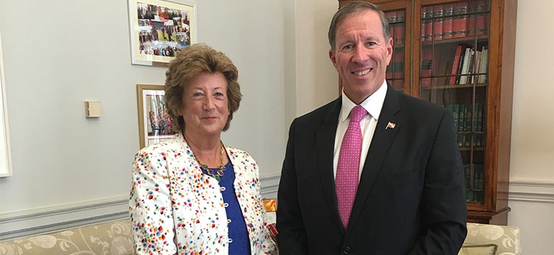 Premier Dunkley pictured with the Rt Hon Baroness Anelay