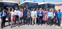 Minister of Transport Wayne Furbert with Department of Public Transportation Team